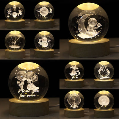 3D Crystal ball Planet Night Light